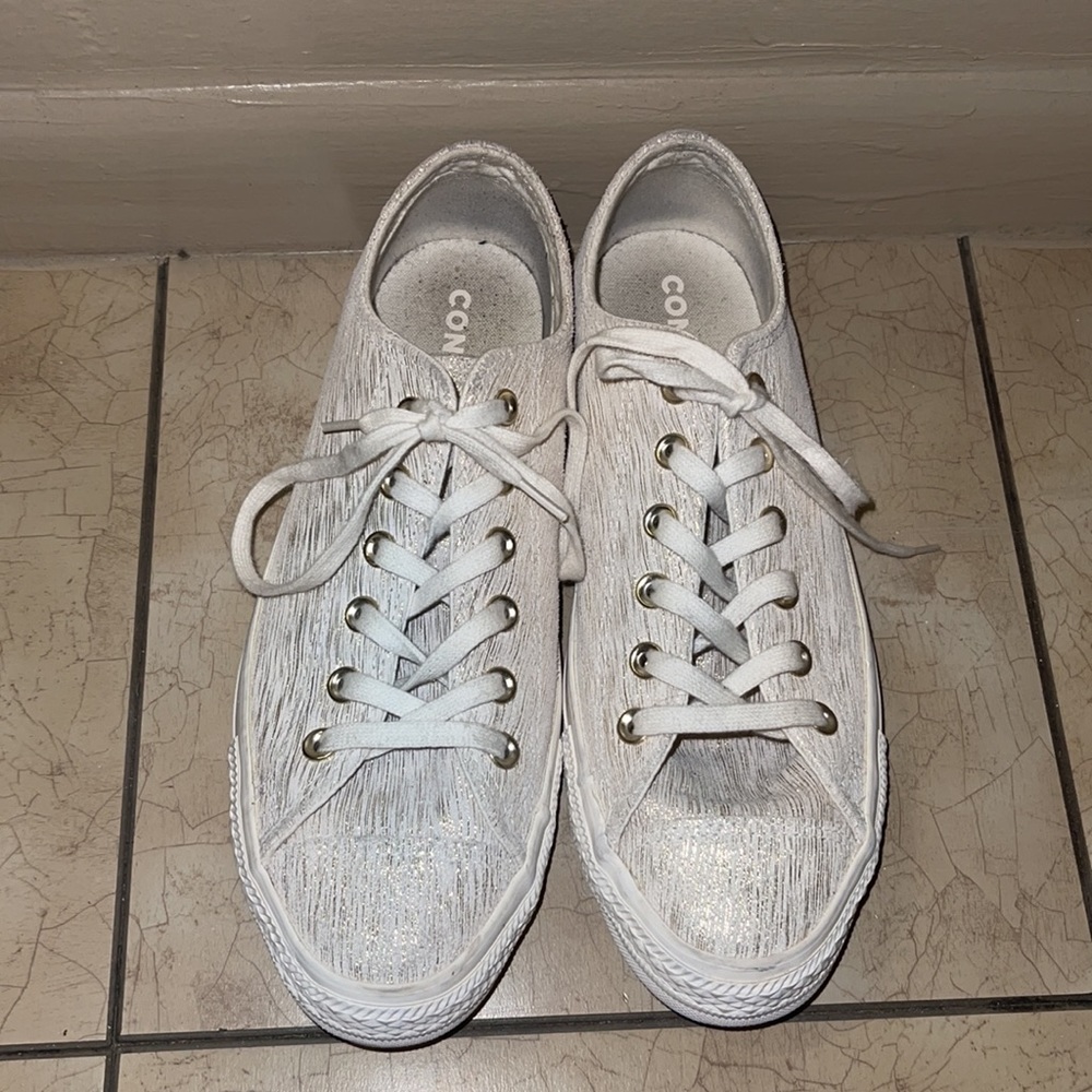 Gold metallic shiny suede Converse